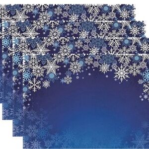Ambesonne Placemats, Blue with Snowflakes. Set of 4.